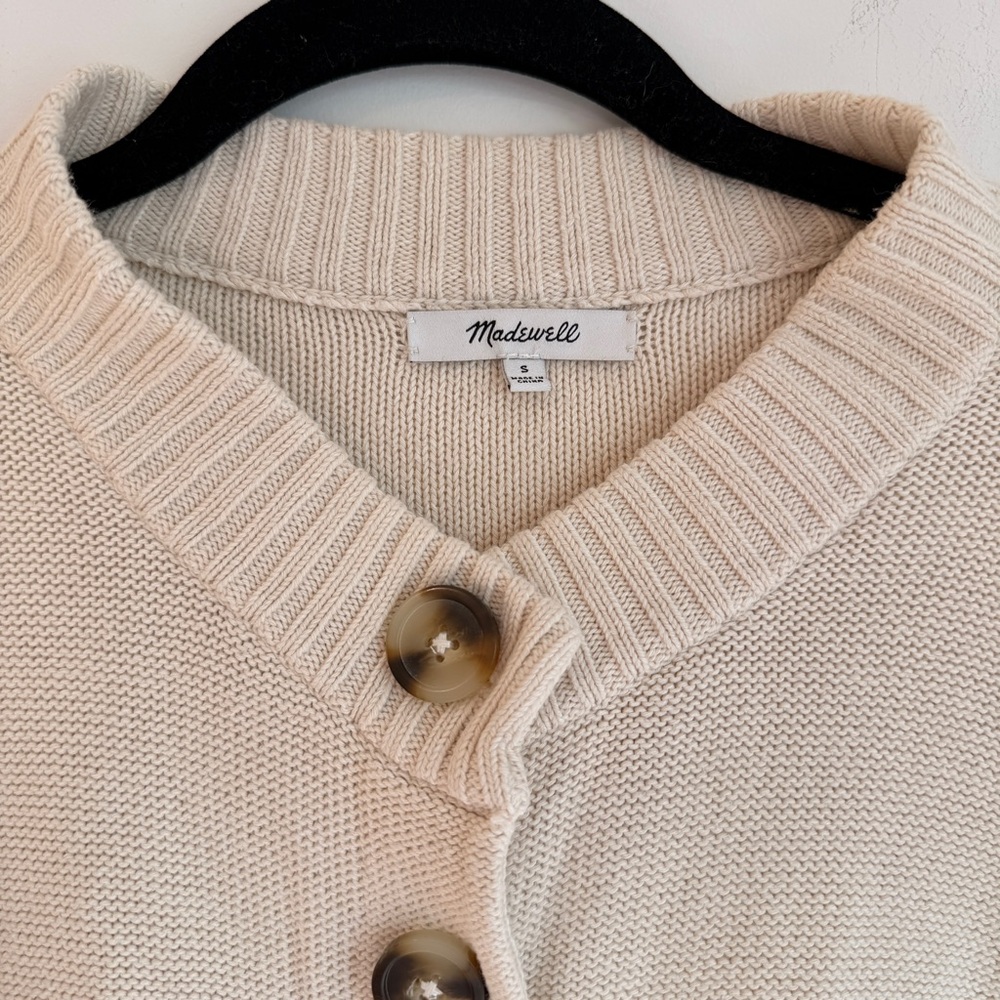 Madewell Cream Button-Up Women's Cardigan Sweater, Size Small